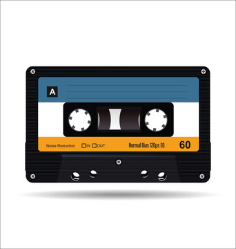 Music cassette tape vector art image illustration isolated on white background