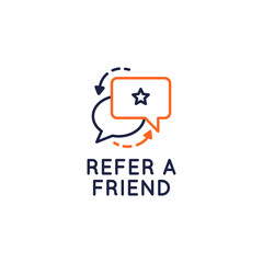 Fototapeta premium Refer a Friend icon. Referral program concept with speech bubbles icons isolated on white background. Vector illustration