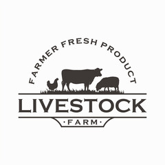 livestock Farm animal logo. vintage style, design template, Vector illustration