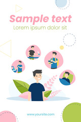 Fototapeta na wymiar Little boy and his everyday routine. Study, breakfast, bedtime flat vector illustration. Organization and schedule concept for banner, website design or landing web page