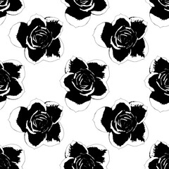 Roses. Creative composition of garden flowers. Seamless design for printing on paper, fabric and other materials.