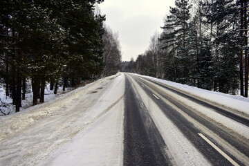 winter road in the snow