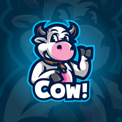 Smart cow mascot logo design vector with concept style for badge, emblem and tshirt printing.