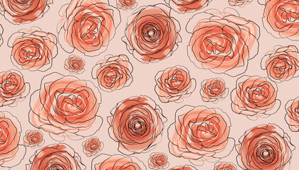 Roses vector seamless pattern