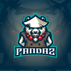Panda mascot logo design vector with concept style for badge, emblem and tshirt printing.