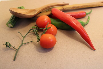 view of mix vegetables on cutting board in kitchen