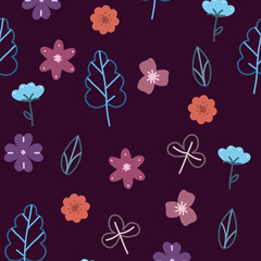 Floral background. Sketch of abstract flowers. Floral silhouette.