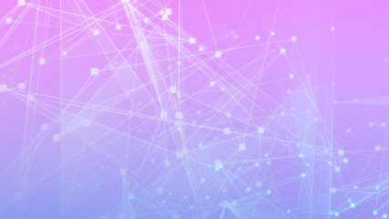 Abstract pink blue polygon tech network with connect technology background. Abstract dots and lines texture background. 3d rendering.