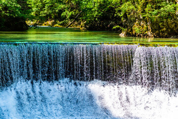 Wasserfall in Blejski Vintgar, Slowenien