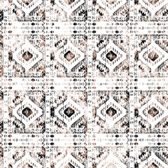 Geometric kilim ikat pattern with grunge texture
