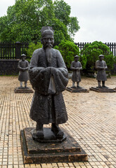 Statues Confucians in Nguyen Dynasty. Minh Mang Royal Tomb in Hue, Vietnam