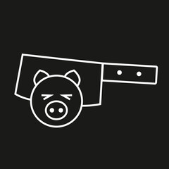einfache Grafik Schwein mit Hackebeil