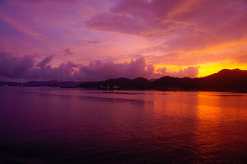 Incredibly beautiful sunset on the island of Lombok in Indonesia
