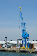 Fototapeta na wymiar Blue Dockside Crane at Southampton