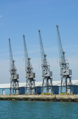 Fototapeta na wymiar Dockside Cranes at the Port of Southampton, England