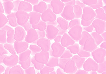 Obraz premium Large light pink hearts on a white background. Valentines Day. 3D rendering and 3D illustration.
