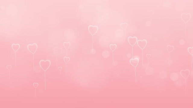 Motion graphic of Transparent balloon heart shape of love for valentine day celebration levitation on pastel pink background