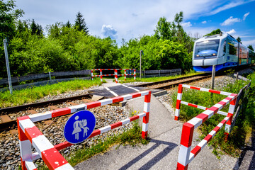 typical railroad crossing in germany
