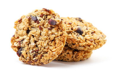 Granola cookies on a white background. Isolated