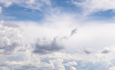 Naklejka na ściany i meble White clouds on ab blue sky, background, sky replacement image