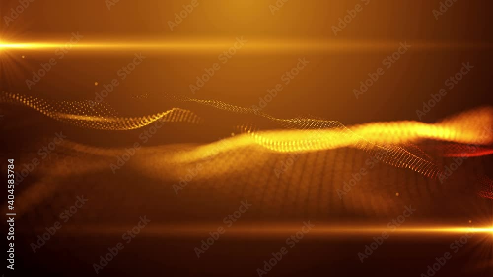 Wall mural modern futiristic abstract wireframe flames grid as glowing waves. 4k uhd 3d video loop lens flare f