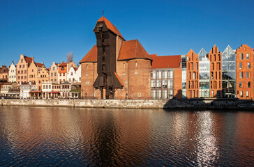 Fototapeta na wymiar Old historic port crane in Gdansk, Poland