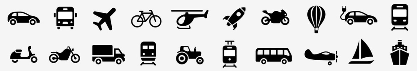 Transport simple icon. Transportation icons set vector - obrazy, fototapety, plakaty