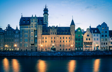 Fototapeta na wymiar View of the historic part of the city of Gdansk, Poland in Europe
