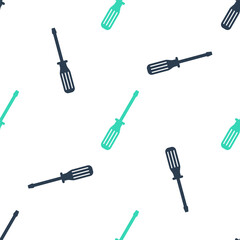 Green Screwdriver icon isolated seamless pattern on white background. Vector.