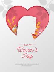 happy women's day banners illustration love, paper cut art style. Premium Vector