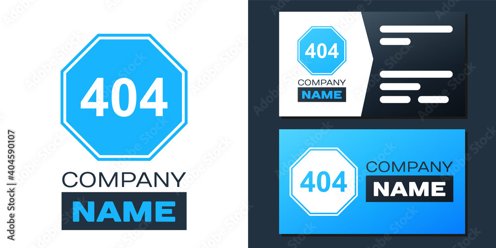 Poster logotype page with a 404 error icon isolated on white background. template reports that the page is 