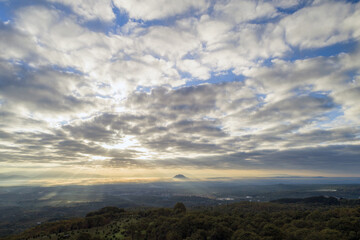 Aerial view of the Soriano beech tree in the Cimino in Viterbo. The woods in autumn. Colors and a beautiful landscape
