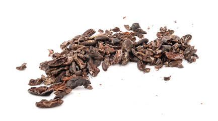 cocoa bean with leaf isolated on white background
