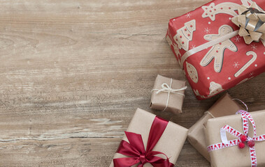 
Festive background. Gift boxes with ribbons . Love consept.
