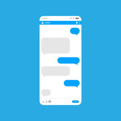 Phone screen chatting message template bubbles. Place your own text to the message clouds vector illustration