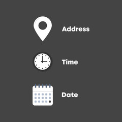 Address, time, date icons vector eps10