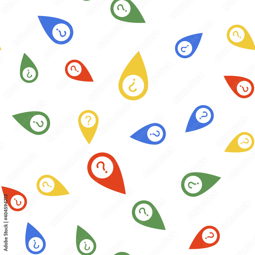 Fototapete color map pointer with question symbol icon isolated seamless pattern on white background. marker lo