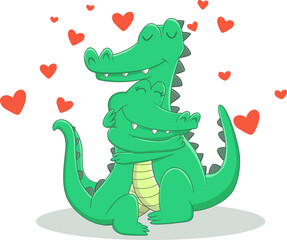 illustration of crocodile couple in love