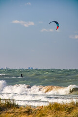 kite surfing on the beach