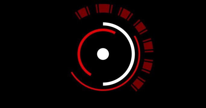 Red concentric circles line animation loop on a black background. 