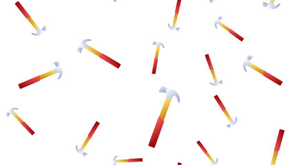 Seamless pattern with cartoon hammer on white background. Building equipment. illustration