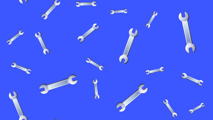Vintage Wrench Hand Drawn Seamless Pattern Background. Pliers, hardware