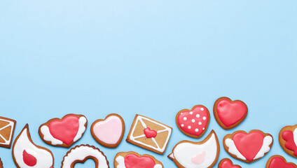 Valentines day greeting card with gingerbread cookies