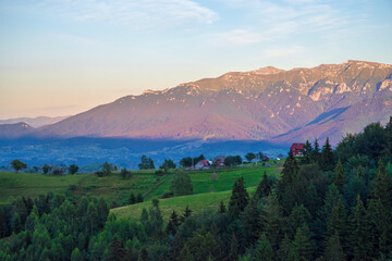 Sunset light over mountain crest