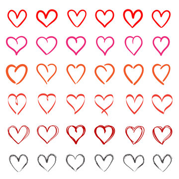 Valentine outline heart set