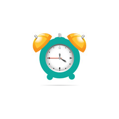 Alarm clock with shadow on a white background, vector illustration	
