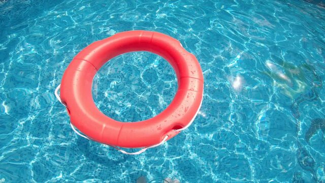 Life buoy floating on the water