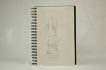 Pencil sketch of palm tree in sketch book