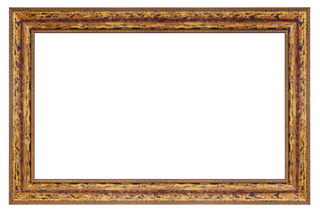 Vintage golden frame isolated on a white background