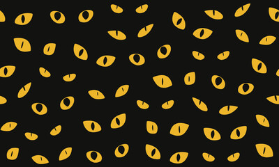 Abstract seamless pattern with cat eyes in the darkness. Modern texture for print, fabric, textile, wrapping paper. Vector illustration